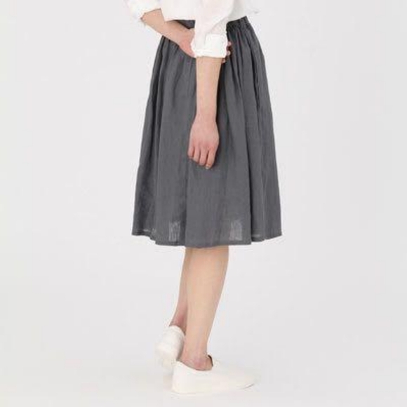 Muji Linen Skirt Grey Size Medium - Picture 2 of 10